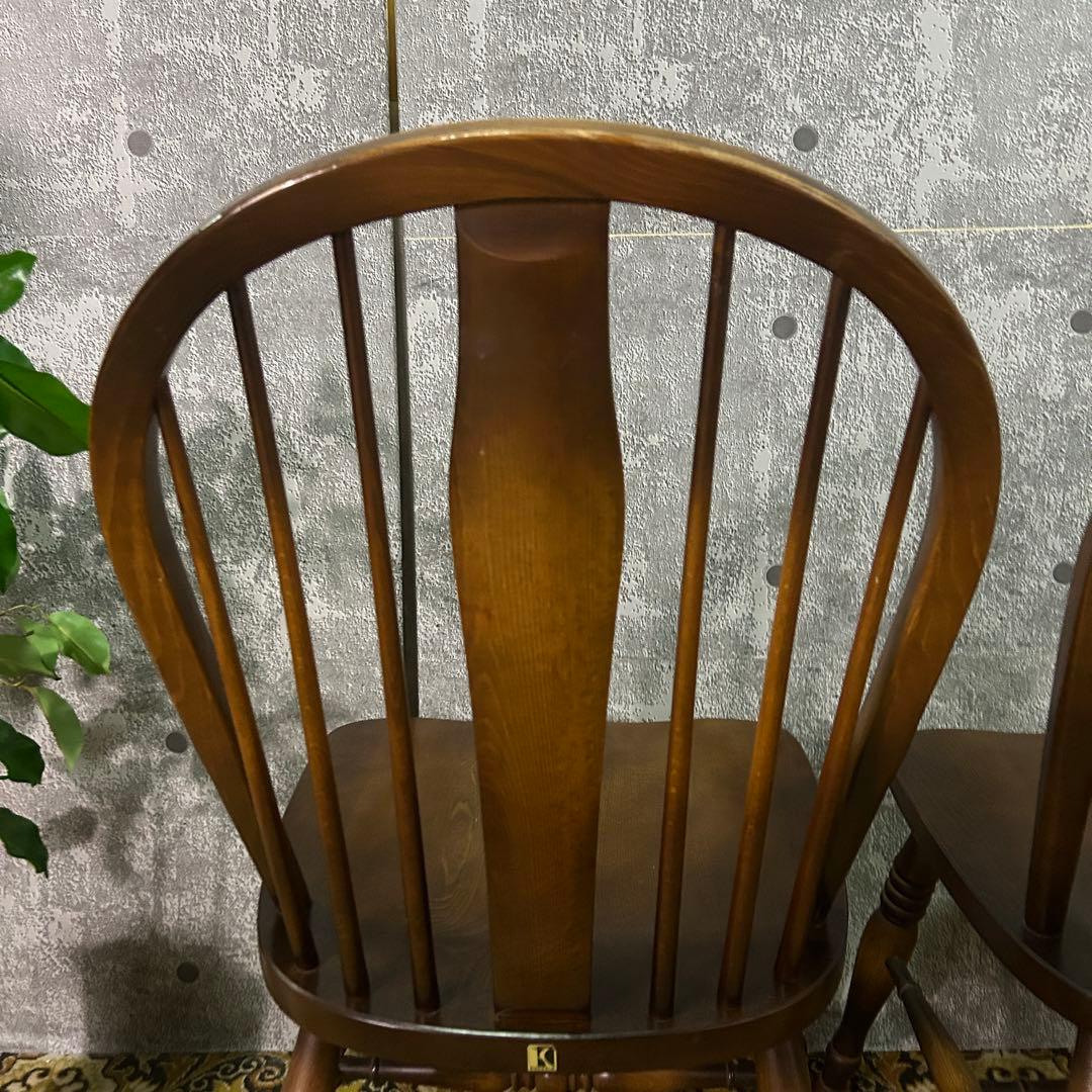 あき꧁飛騨産業 HIDA꧂キツツキマーク ボウバックチェア2脚 ウィンザー