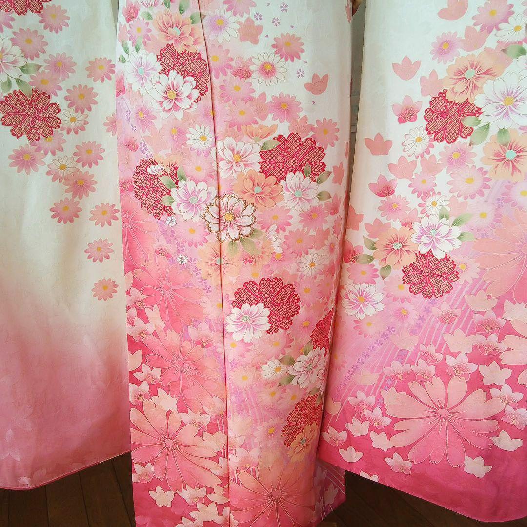 5157 振袖帯2点セット　正絹 白 オレンジ　成人式結婚式卒業式