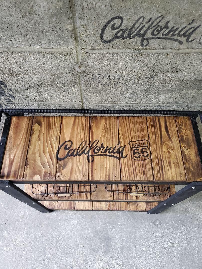 鉄筋バーラック　木製ラック　棚 収納　男前インテリア　インダストリアル 1027