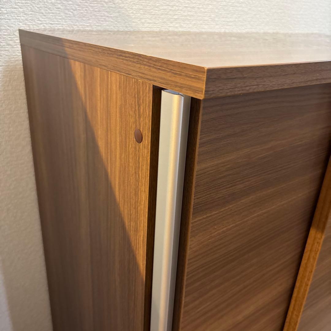 すきまくんシリーズ ブラウン木製スライド扉シューズラック