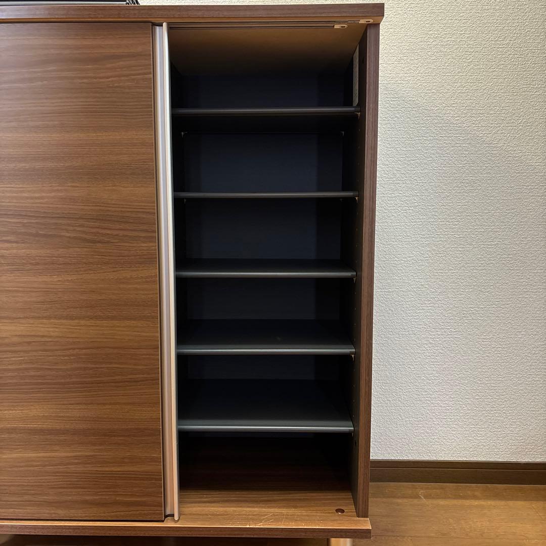 すきまくんシリーズ ブラウン木製スライド扉シューズラック