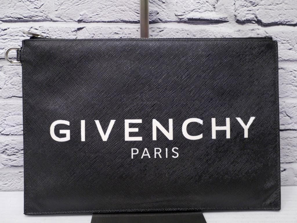 ◆GIVENCHY ジバンシィ ビッグロゴ サフィアーノレザー クラッチ バッグ