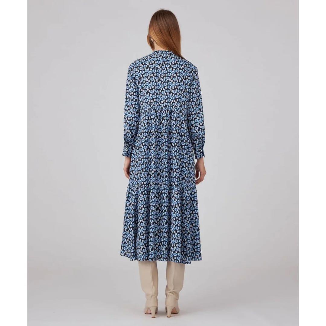 美品 ボールジィ ブルリーフラワープリント クルーネックワンピース 36サイズ