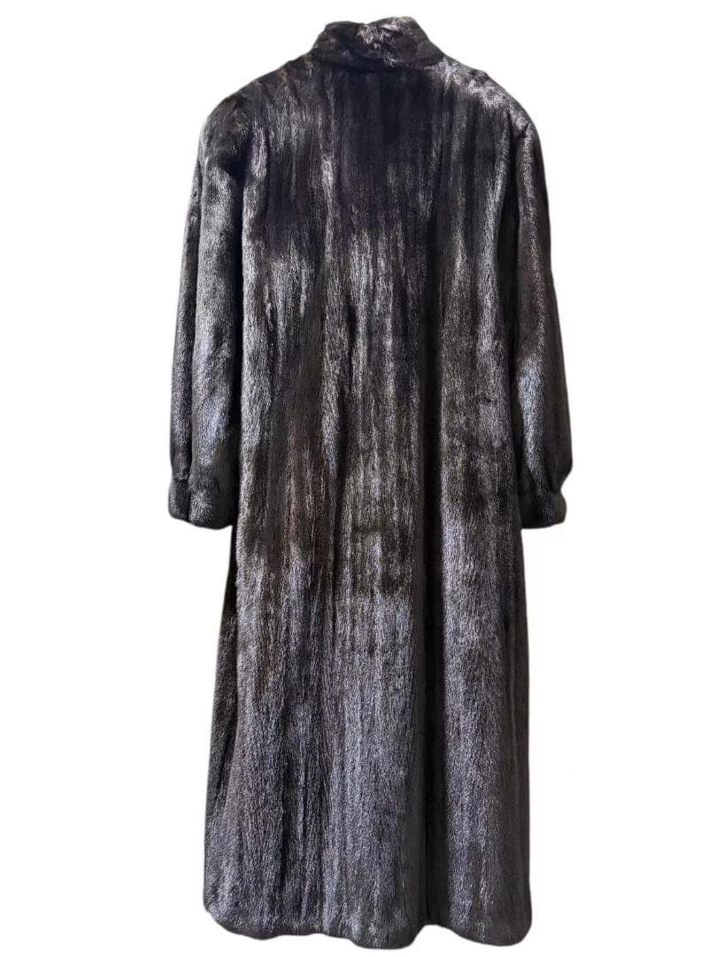 美品 BLACKGLAMA 高級毛皮 ロングコート ミンク 柔らか リアルファー