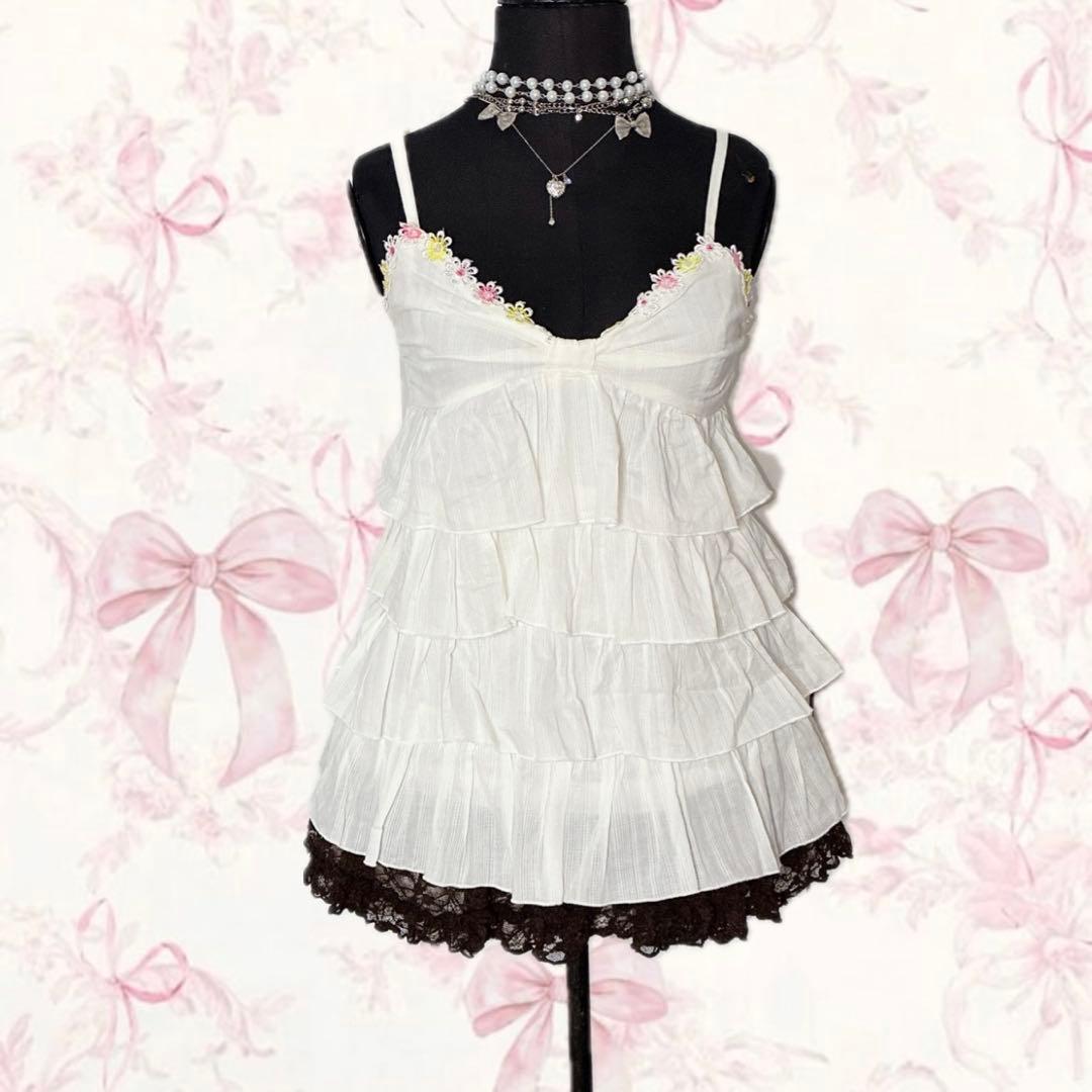 y2k LIZ LISA キャミ ティアード チュニック リボン ウィッシュコア