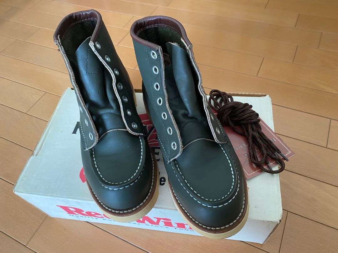 良品 レッドウイングredwing 8180 カーキ 四角犬タグ US4 1/2
