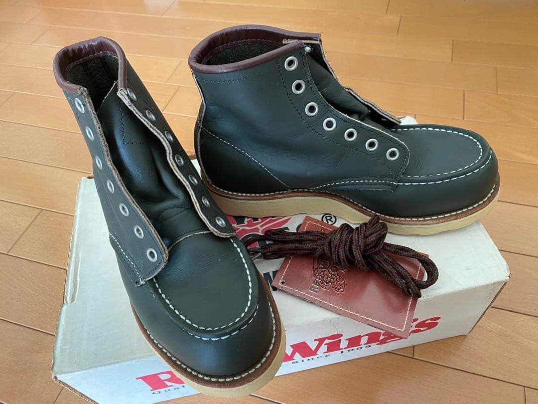 良品 レッドウイングredwing 8180 カーキ 四角犬タグ US4 1/2