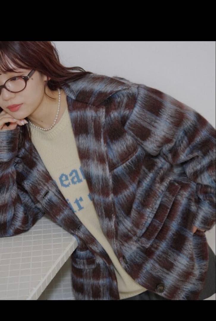 新品未使用DISCOAT 【umm./特別感ある一着】チェックシャギーコート