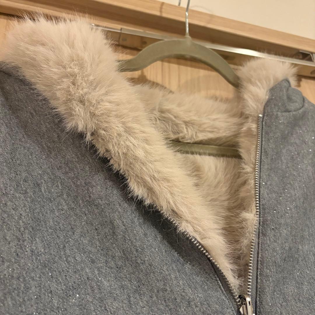 【新品】andwang kirakira 2way fur zipup