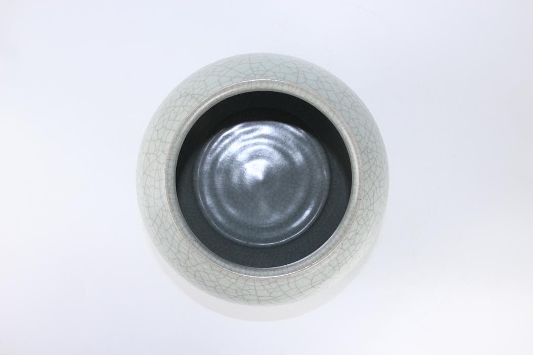 日本美術　藤田和廣作　青磁花瓶　共箱　未使用　陶芸工房「久玲居」 ED11-19