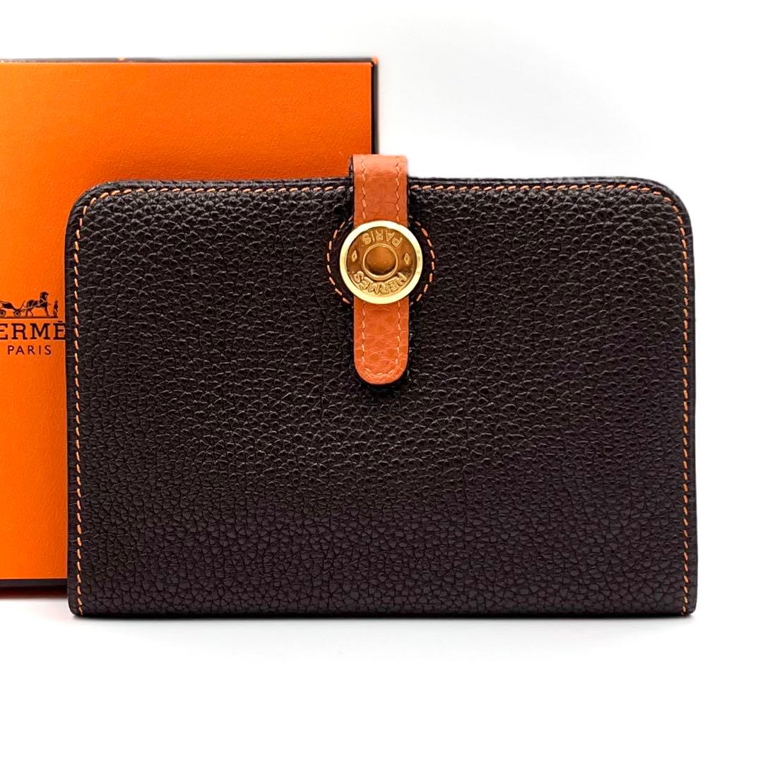 ✴︎極美品✴︎HERMES エルメス ドゴン コンパクト バイカラー ブラウン
