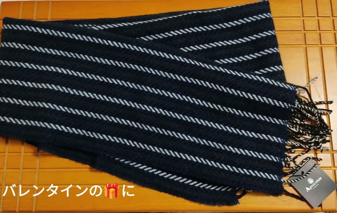 【新品】Aquascutumアクアスキュータム ネイビー マフラーカシミヤ100