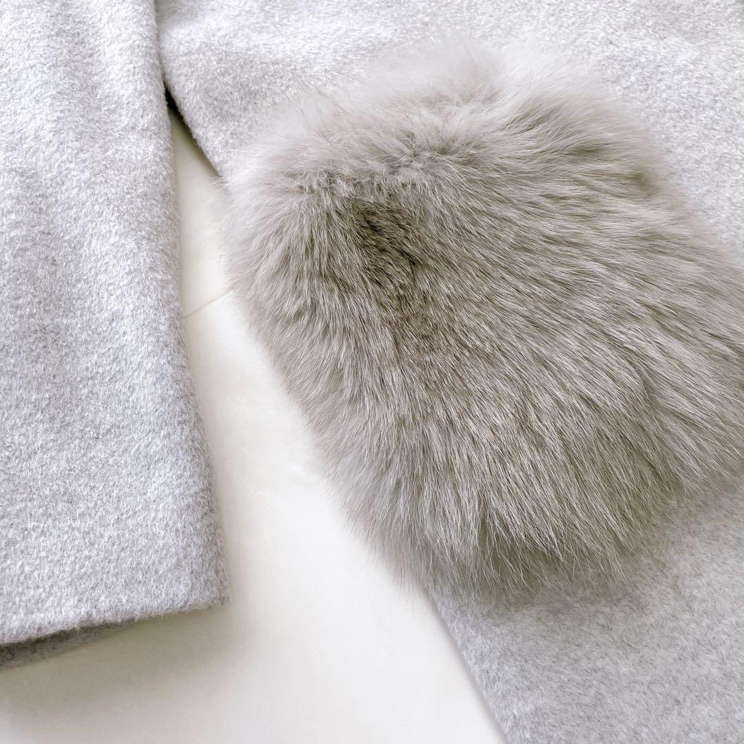 新品タグ付き✨アナイ 2wayノーカラーコート フォックスファーポケット グレー