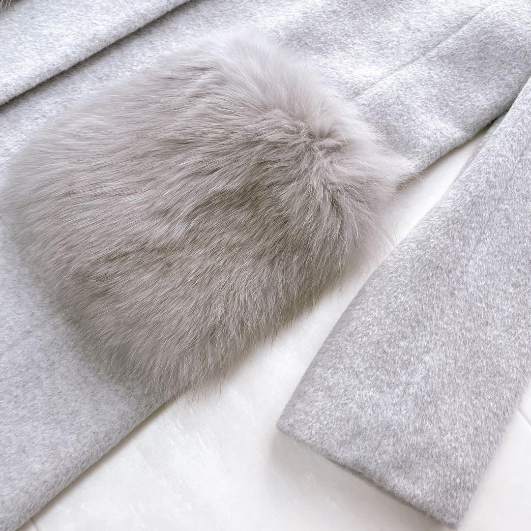 新品タグ付き✨アナイ 2wayノーカラーコート フォックスファーポケット グレー