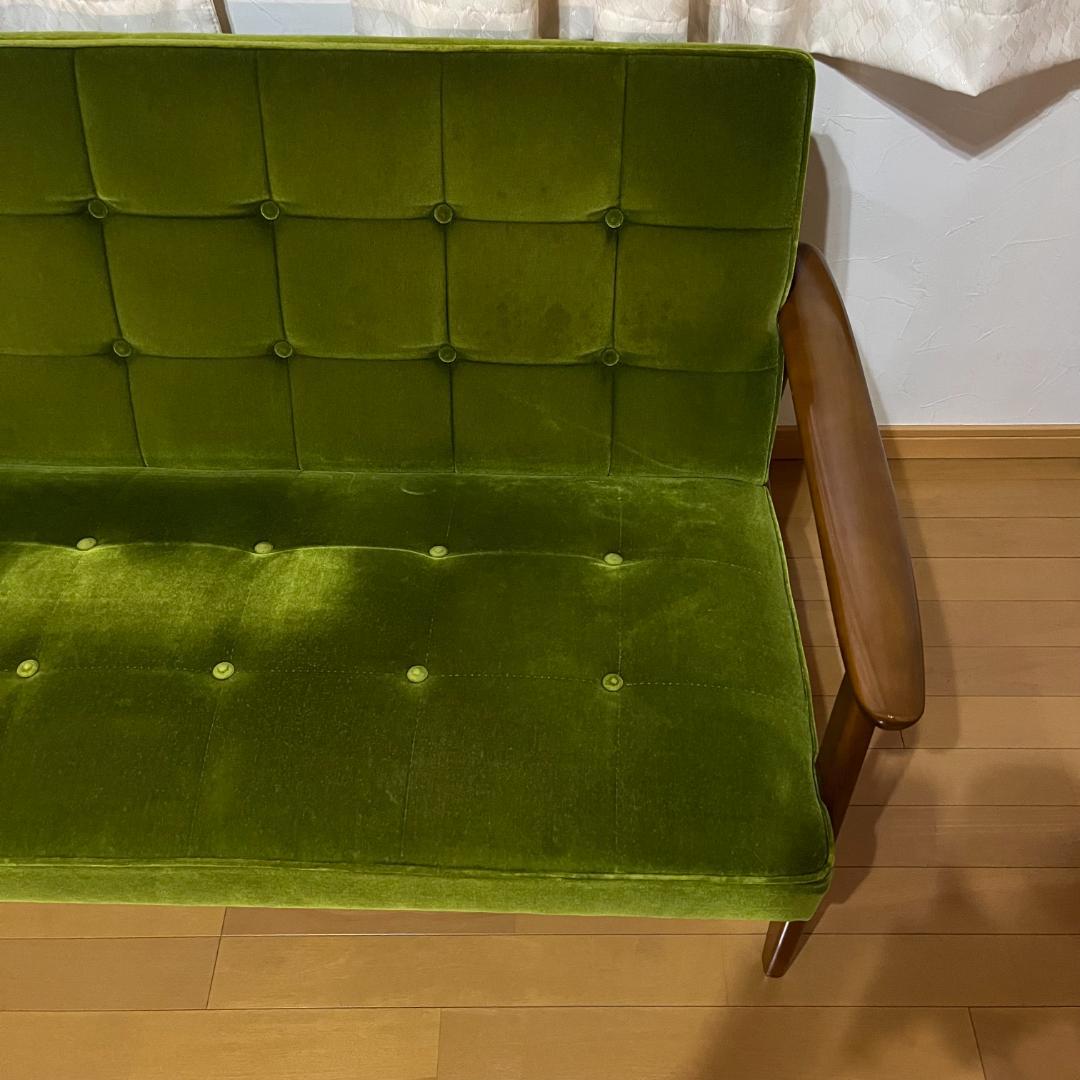 カリモク60 Kチェア 2シーター モケットグリーン ソファ 2人用