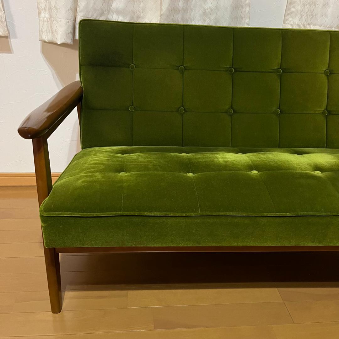 カリモク60 Kチェア 2シーター モケットグリーン ソファ 2人用