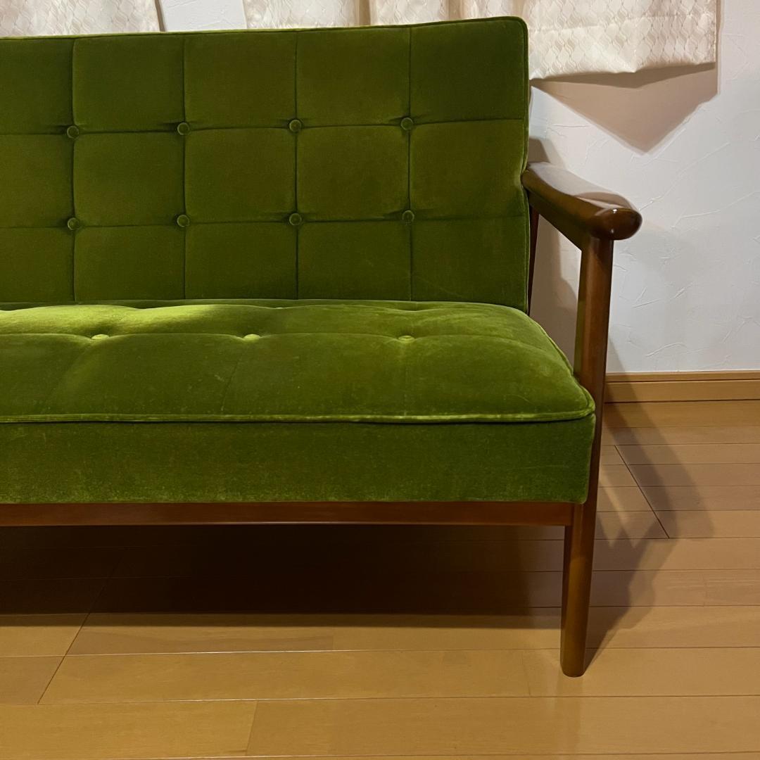 カリモク60 Kチェア 2シーター モケットグリーン ソファ 2人用