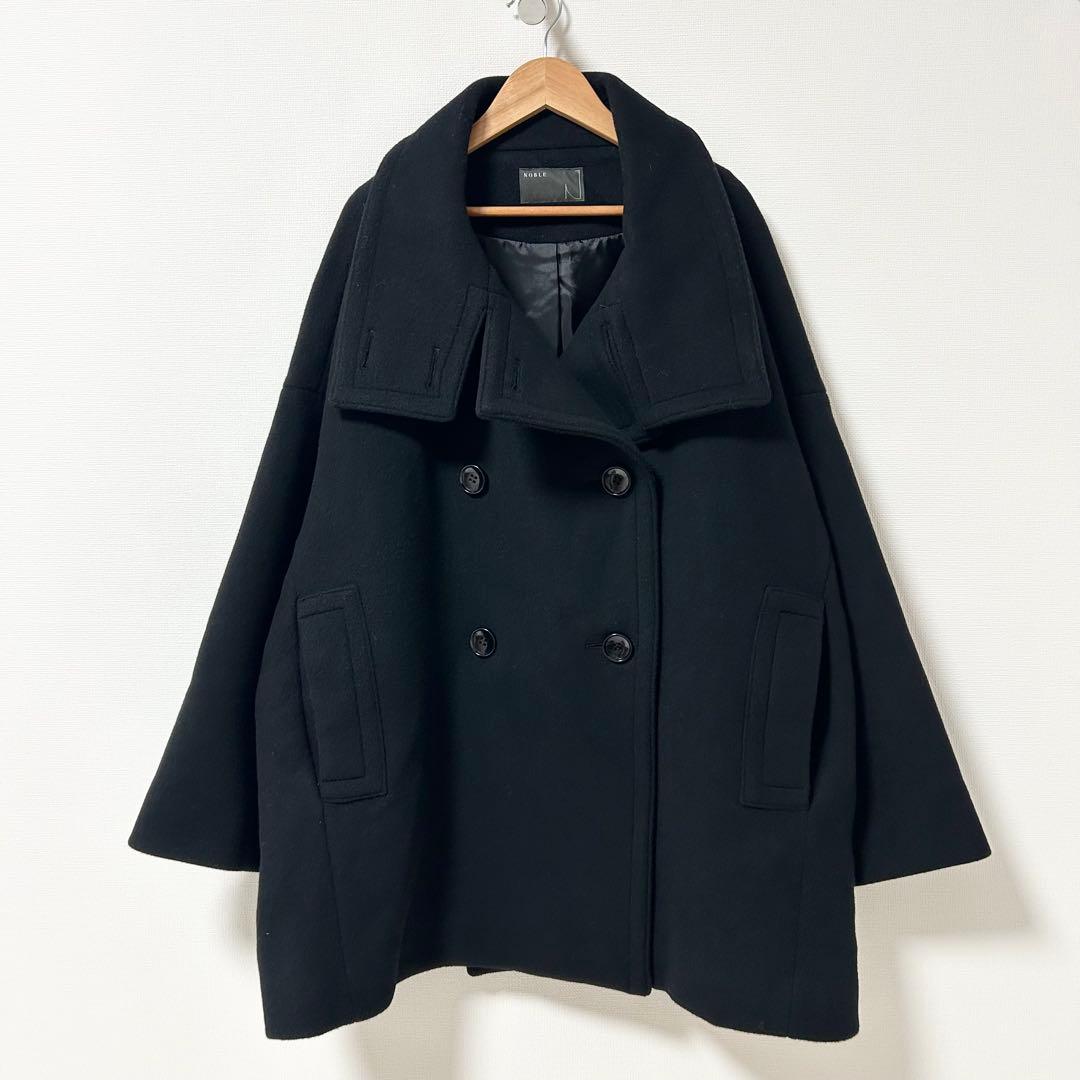 美品✨ノーブル　スタンドカラーオーバーコート　ブラック