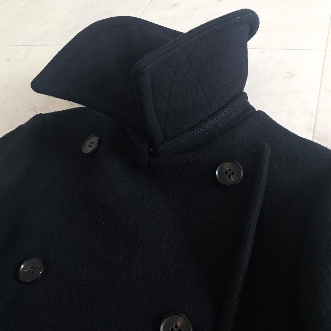 美品 ドゥロワー 2way ダブルブレストウールコート 日本製 ネイビー 38
