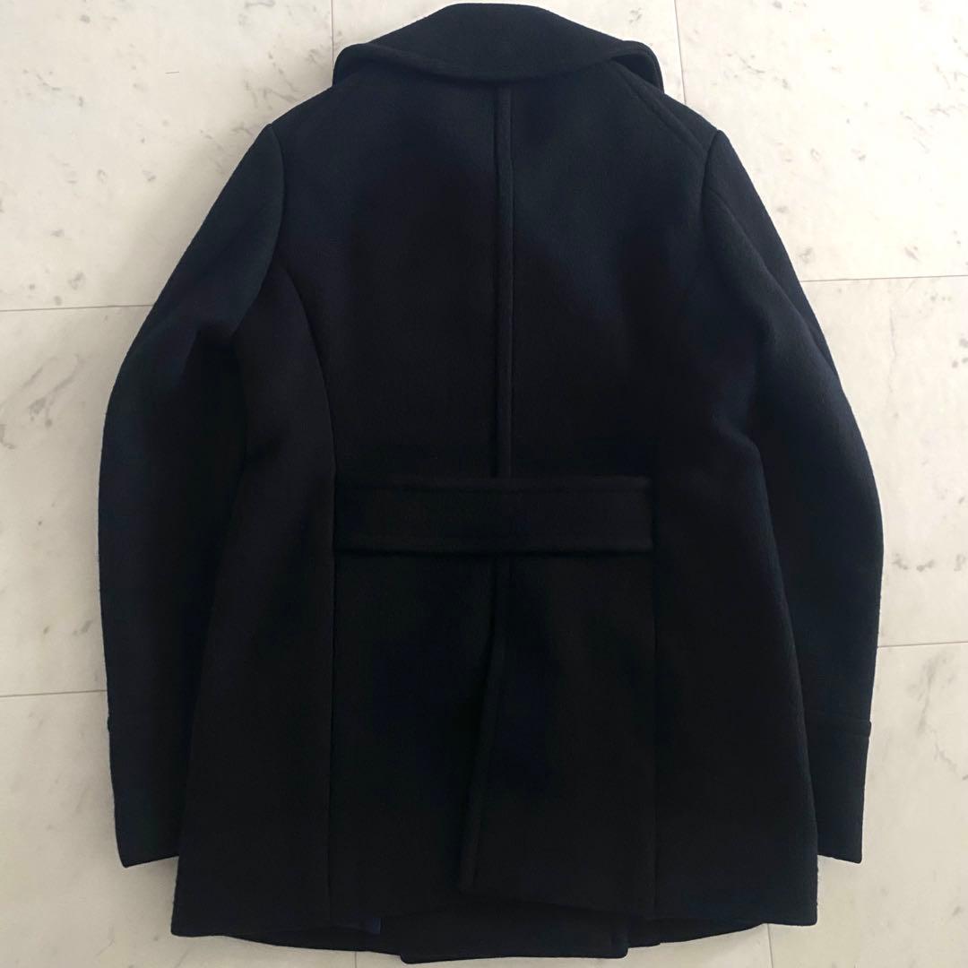 美品 ドゥロワー 2way ダブルブレストウールコート 日本製 ネイビー 38