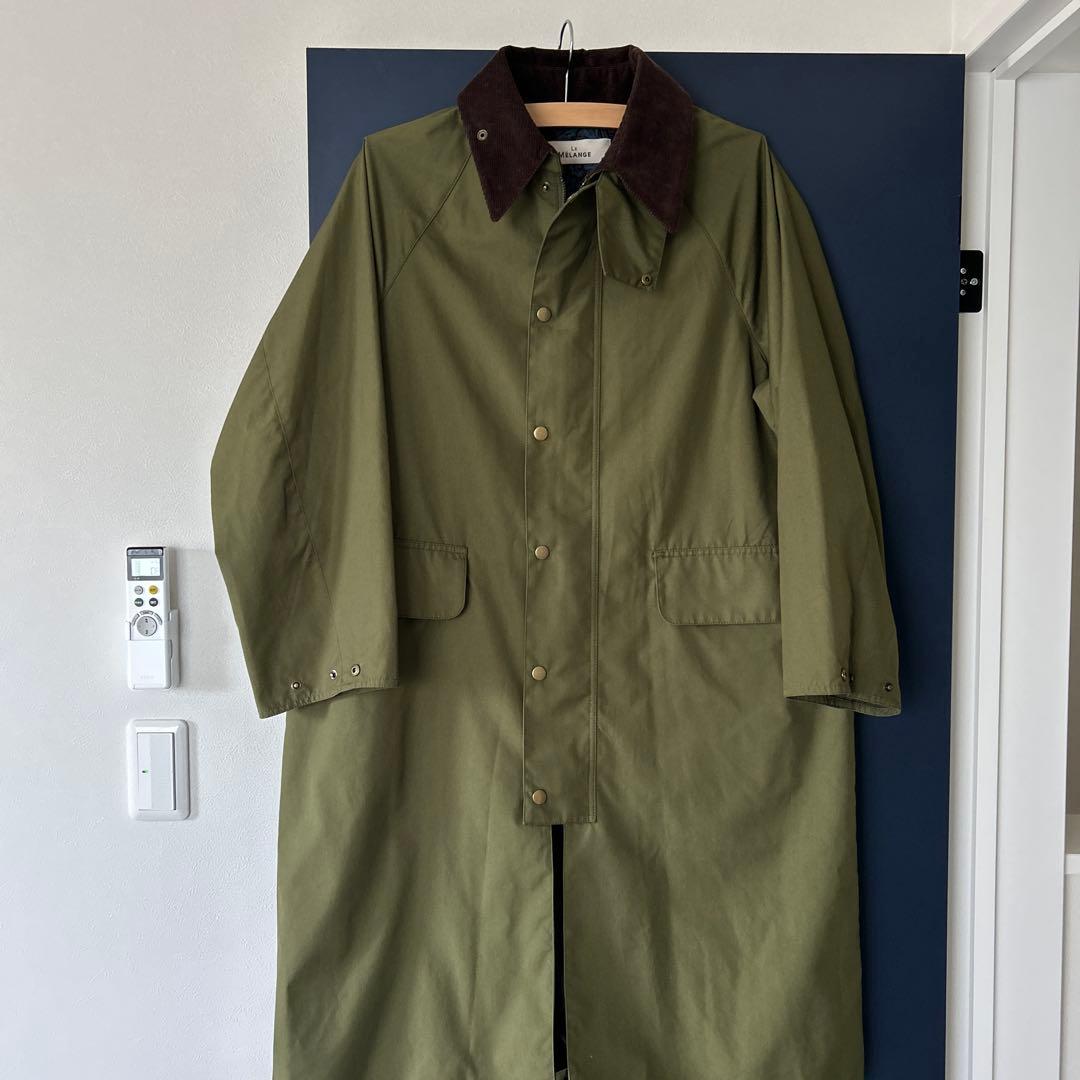 オリーブグリーン コーデュロイ襟 コート