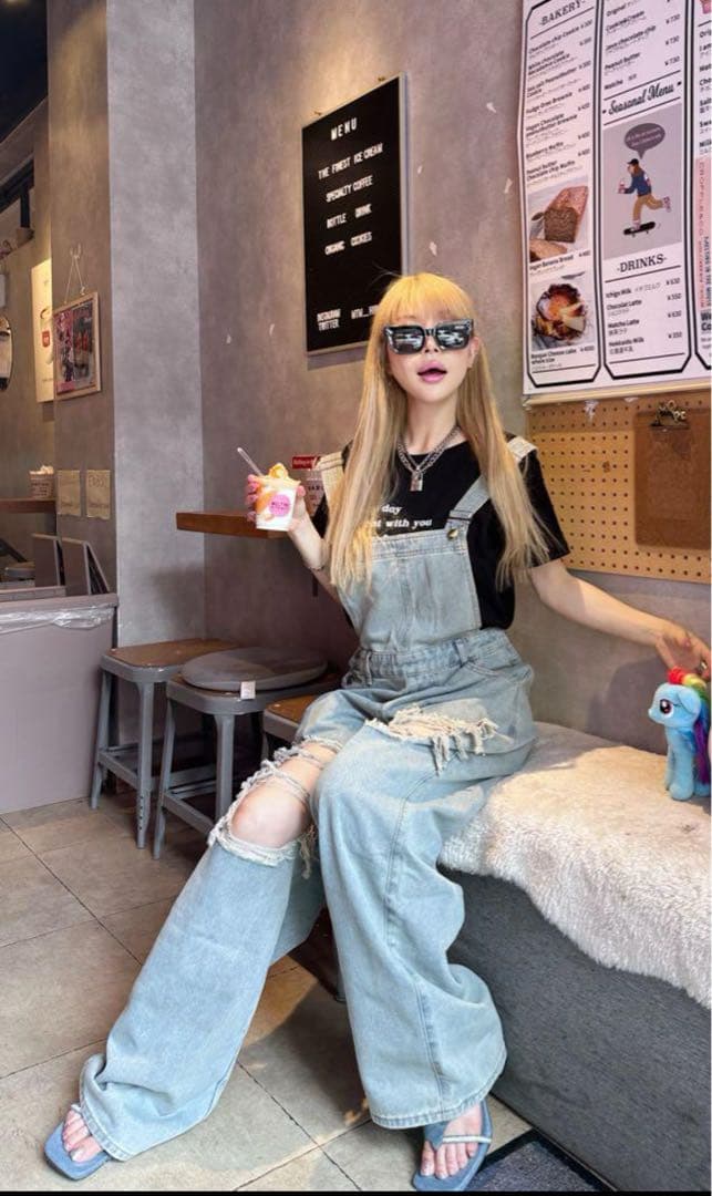 美品‼️MIRROR9 ダメージ　デニム　サロペット　完売品