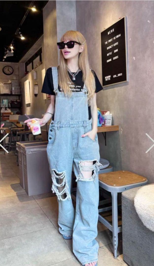 美品‼️MIRROR9 ダメージ　デニム　サロペット　完売品