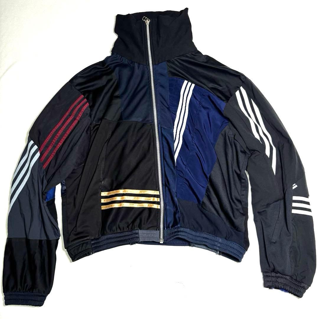 リメイクジャージ adidas生地 再構築 トラックジャケット XL相当