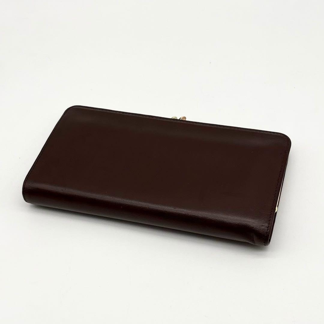 【美品】箱付き ヴィヴィアンウエストウッド レザー 長財布 オーブ がま口 茶