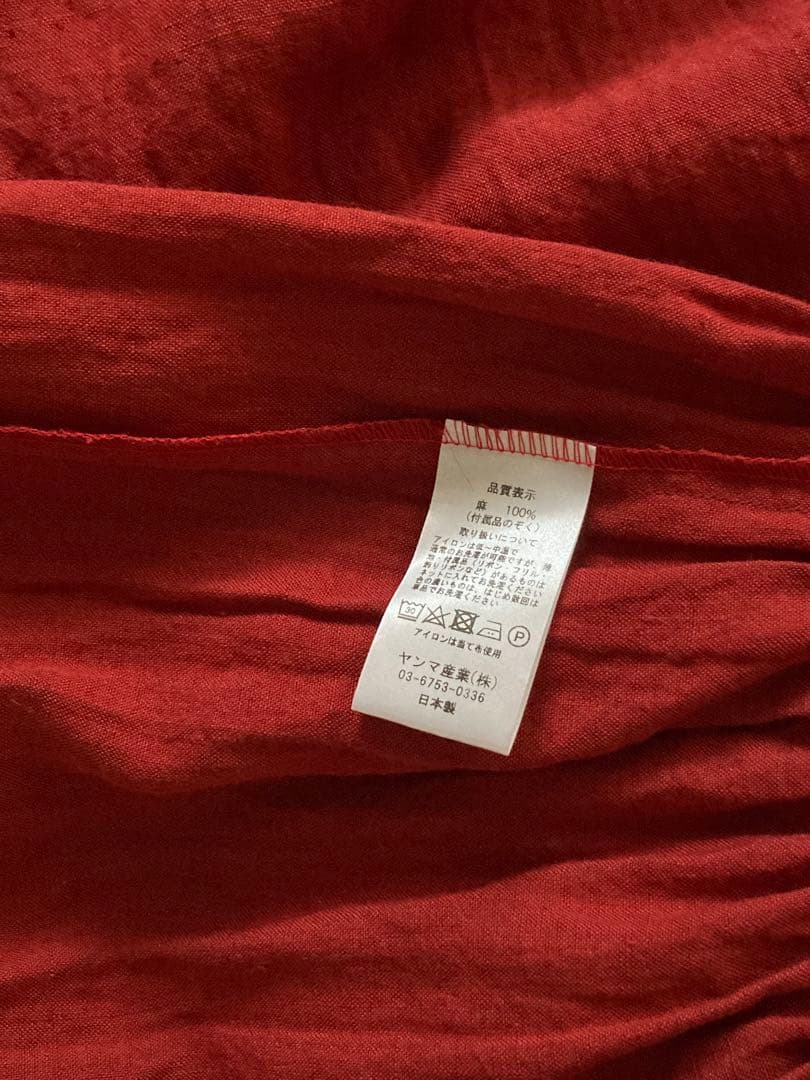 ヤンマ産業　リネンキュロットパンツ　プラス10㎝丈　レッド