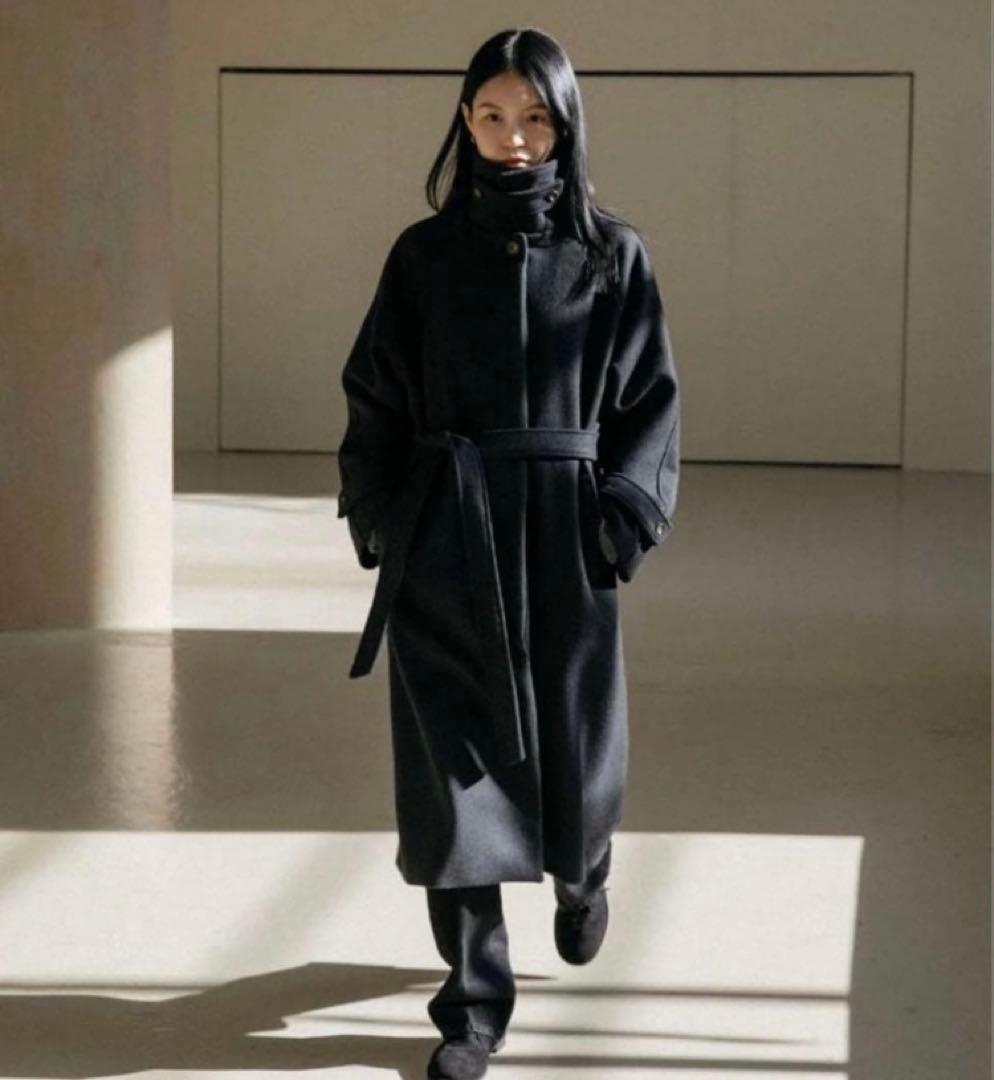 Ohotoro ダークブラウン ベルト付き チェスターコート