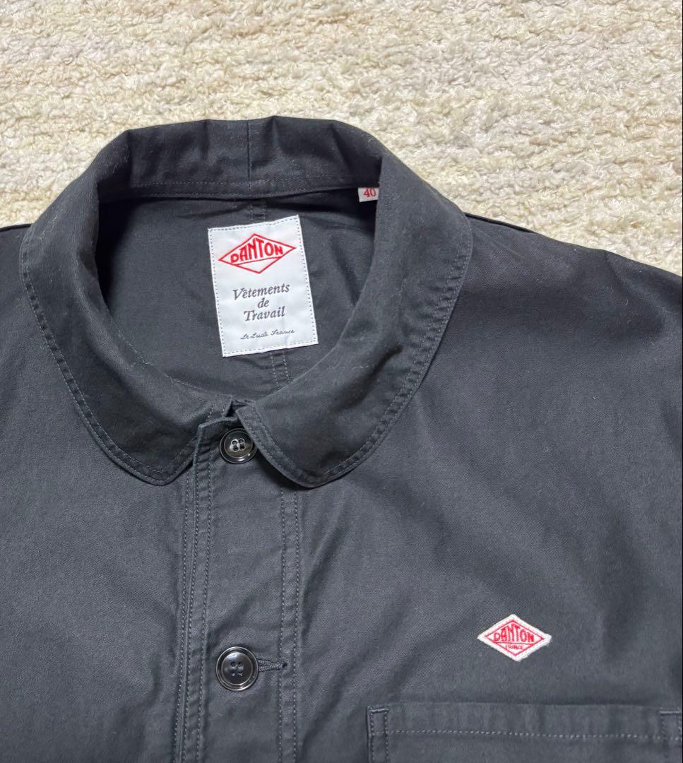 【美品】DANTON★モールスキンワイドカバーオールジャケット★黒★サイズ40