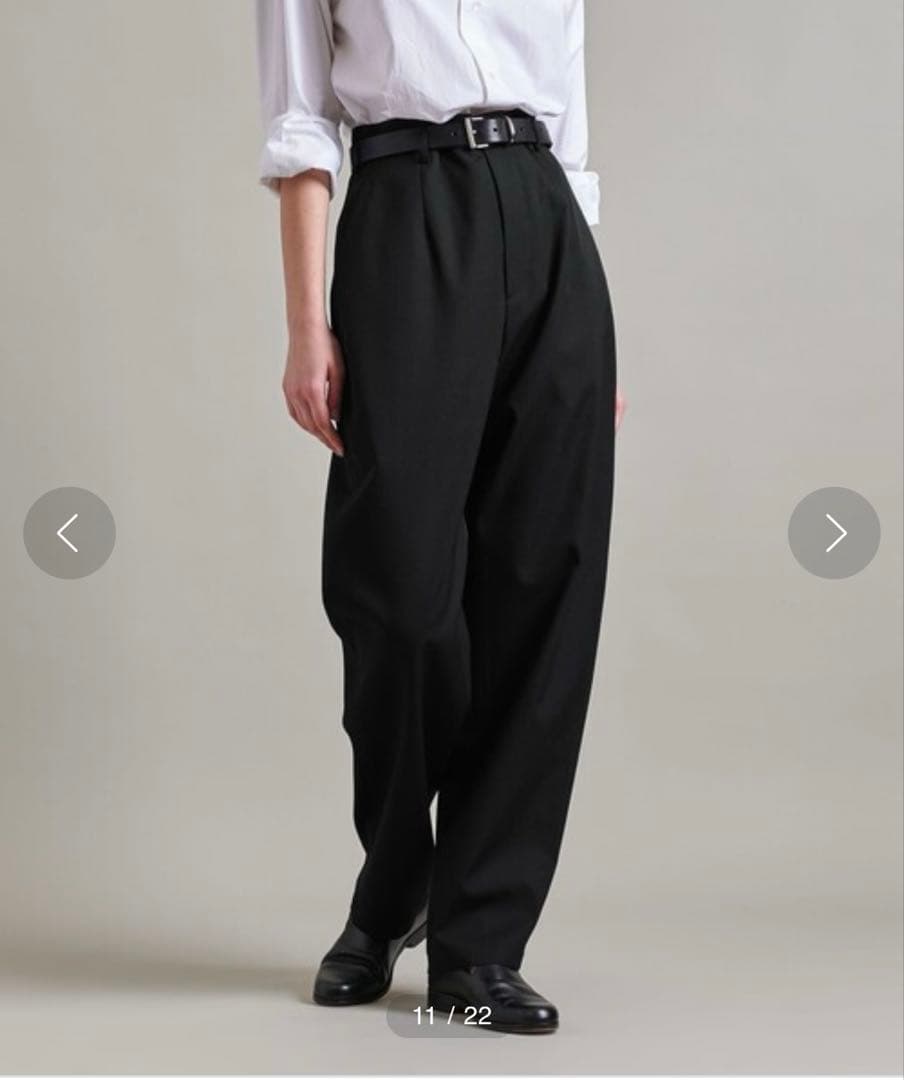 LOEFF ロエフ ウール ギャバ ボンタン パンツ ブラック 黒 カーブ