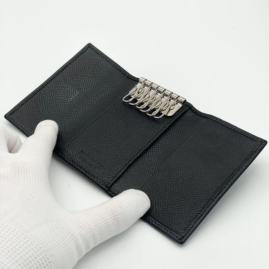 ブルガリ　6連キーケース　レザー　ブラック　サークルロゴ