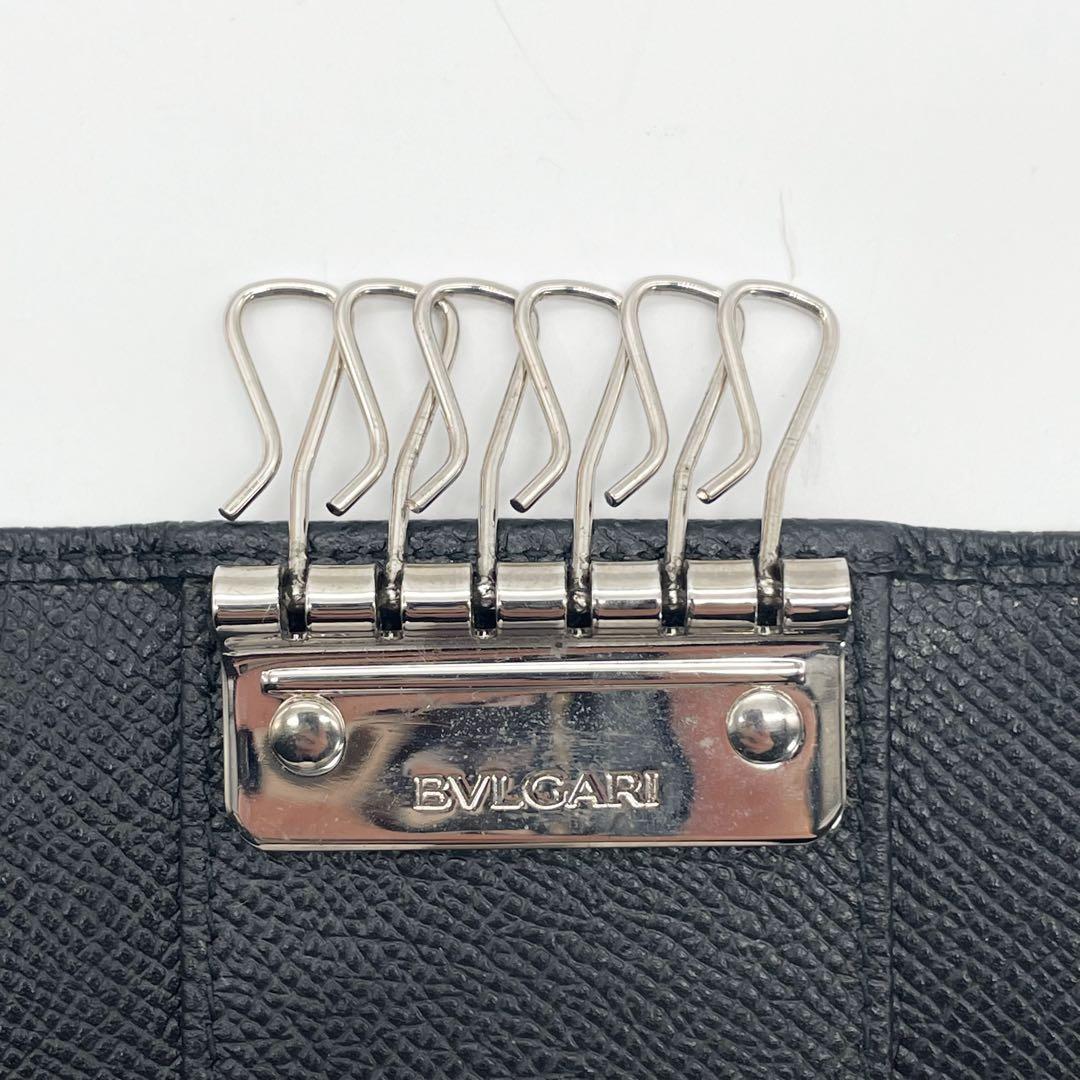 ブルガリ　6連キーケース　レザー　ブラック　サークルロゴ