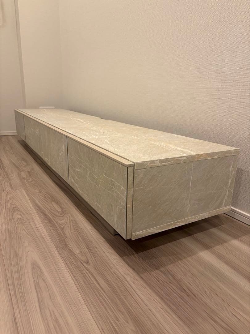 [幅210] LOWYA ローテレビ台 ストーン柄 ホワイト 2024年製