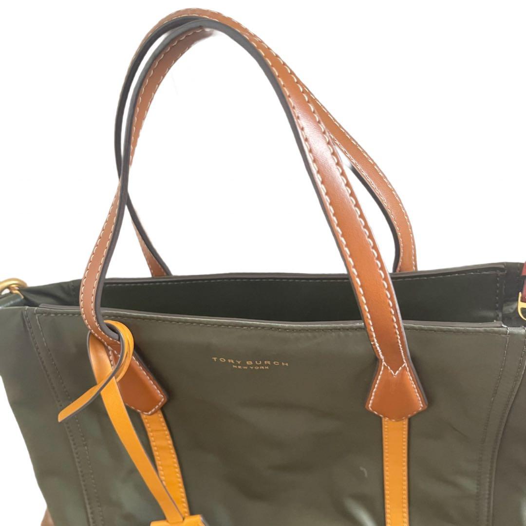 トリーバーチ　2way ショルダーバッグ　トートバッグ　カーキ