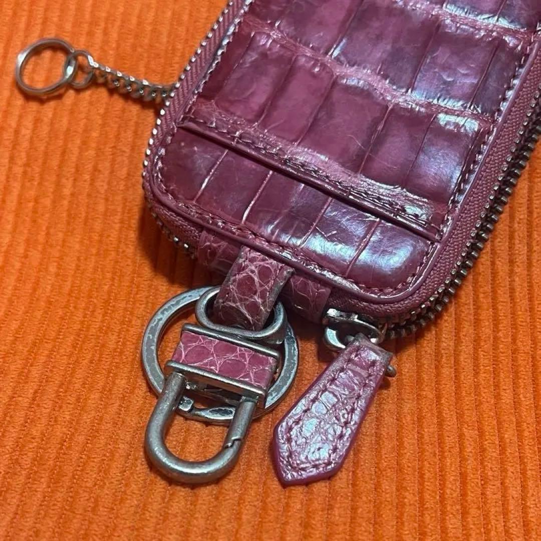 【激レア】三京商会 ピンクレザー クロコダイル型押し キーケース