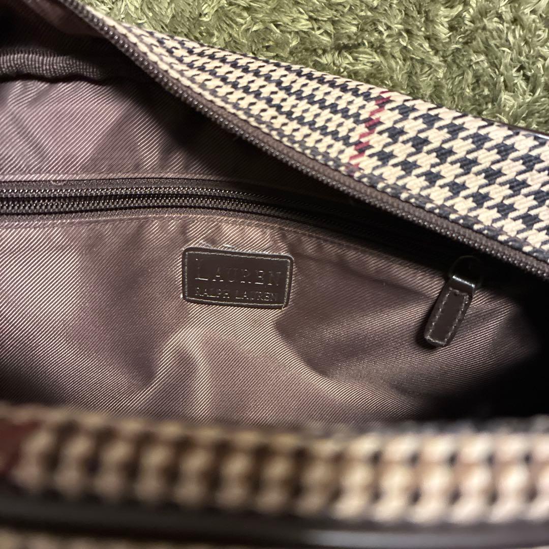 美品✨ラルフローレン 千鳥格子 ハンドバッグ ショルダーバッグ 持ち手長め
