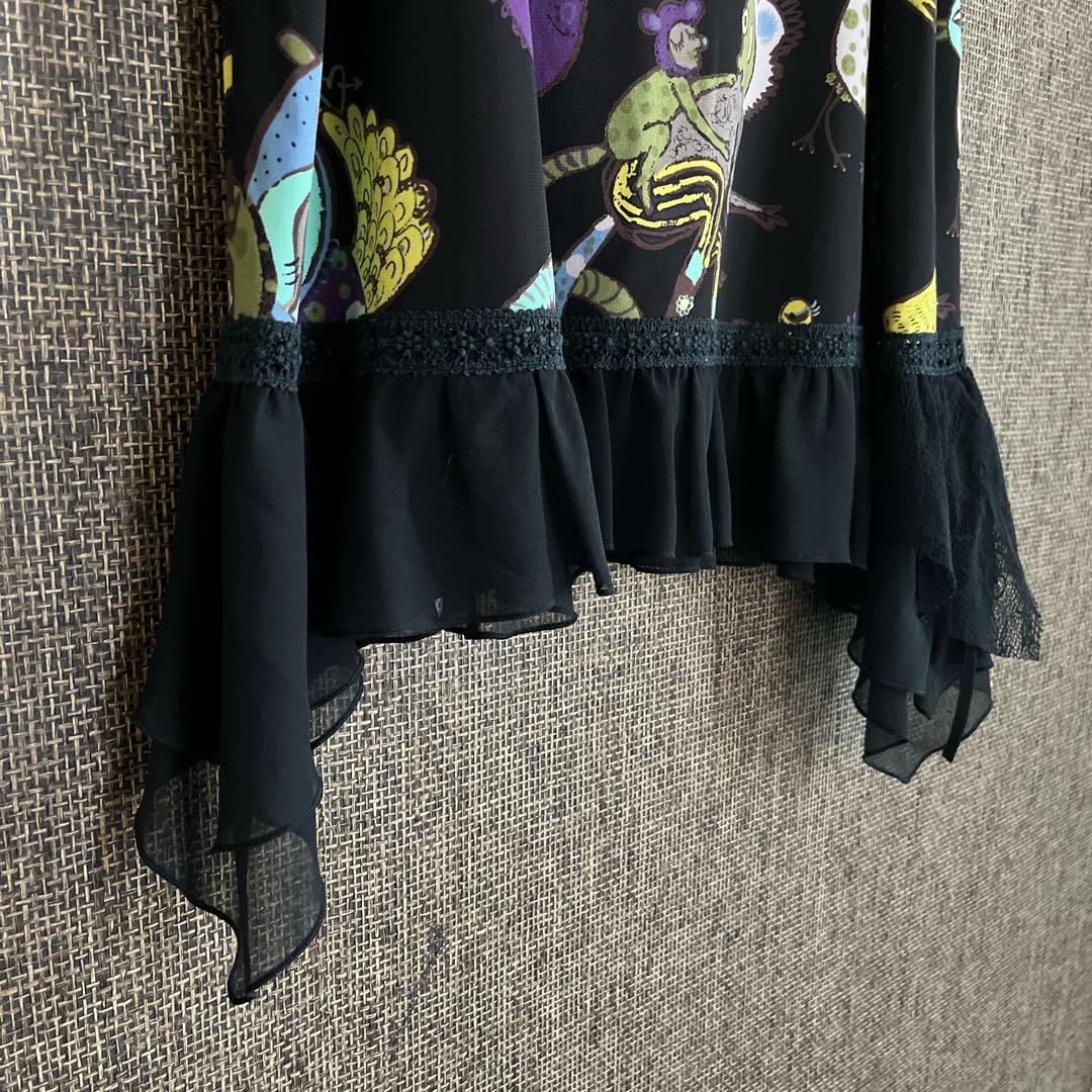 TOKUKO 裾フリル　アニマル柄ロングチュニック　9号