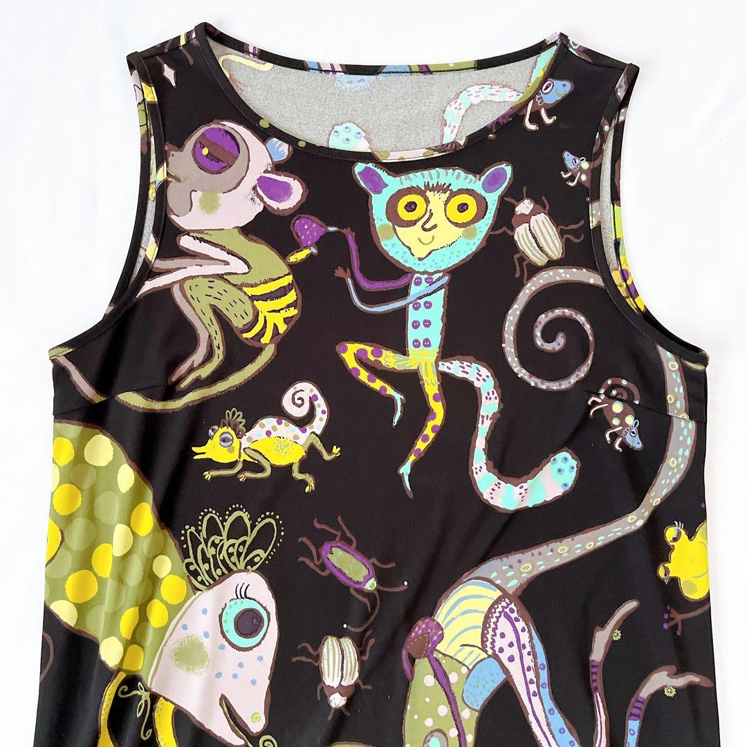 TOKUKO 裾フリル　アニマル柄ロングチュニック　9号