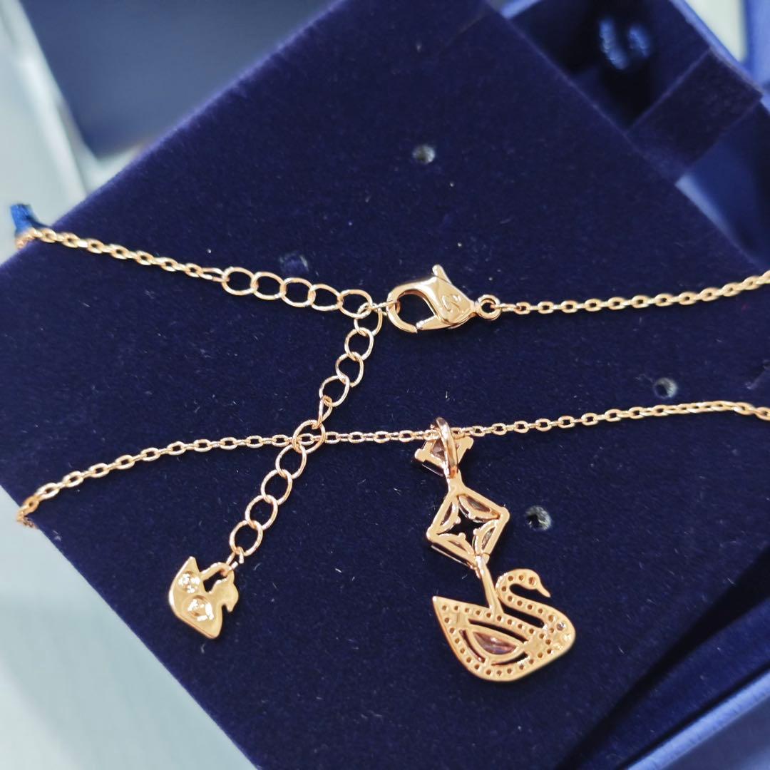 Swarovski ピンクゴールド 白鳥 ネックレス 925·