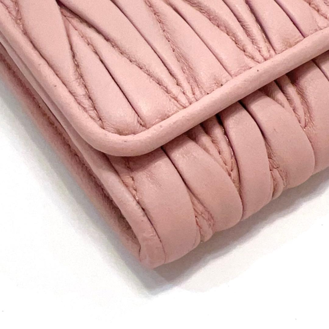 ミュウミュウ 長財布 マテラッセ ビジュー クリスタル ピンク レザー 大容量