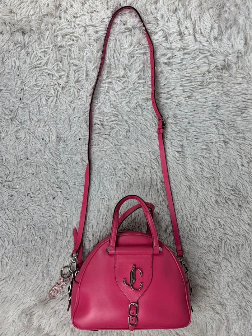 美品 ジミーチュウ レザー 2way 金具 ショルダーバッグ 斜め掛け ピンク