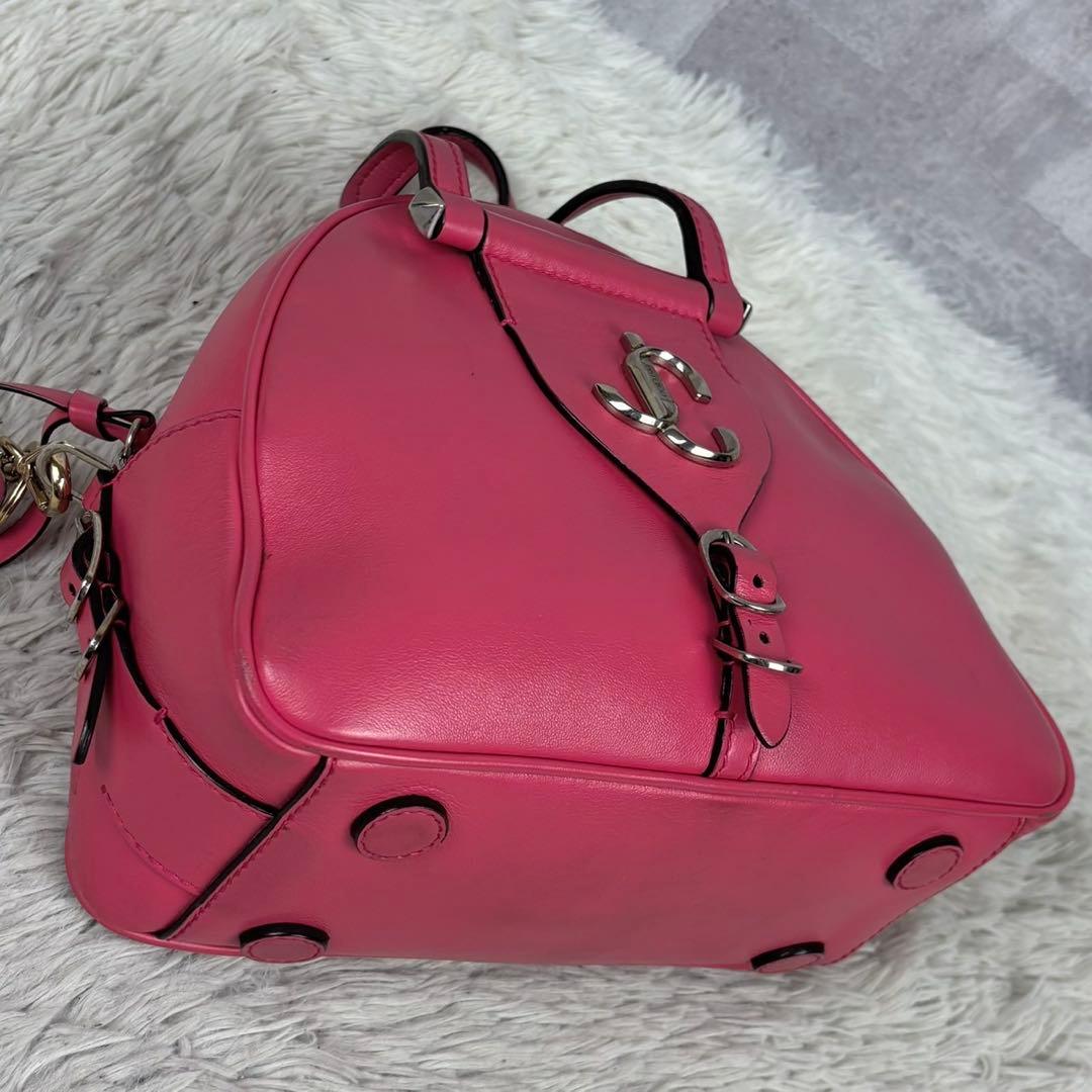 美品 ジミーチュウ レザー 2way 金具 ショルダーバッグ 斜め掛け ピンク