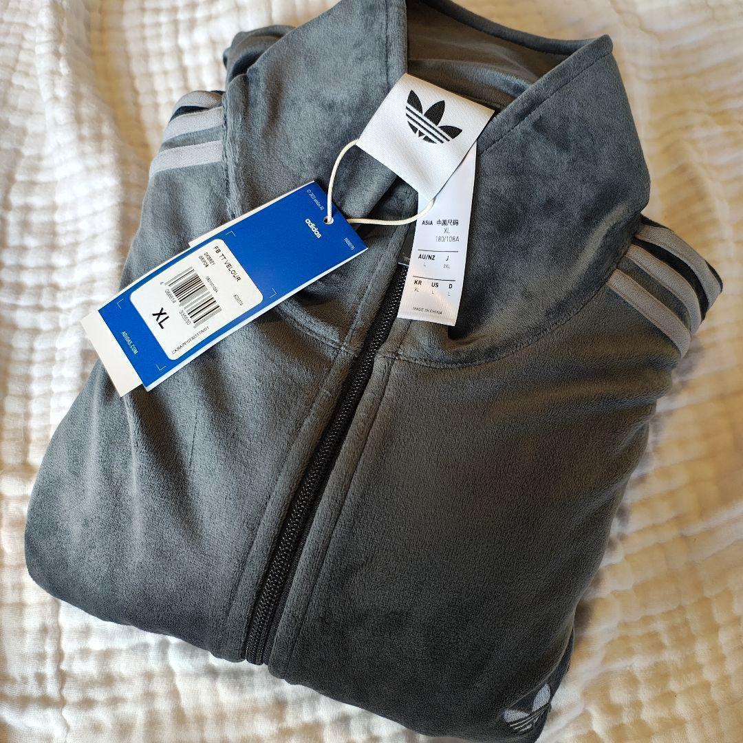 限定特価 完売 アディダス トラックトップ ベロア ダークグレー 2XL