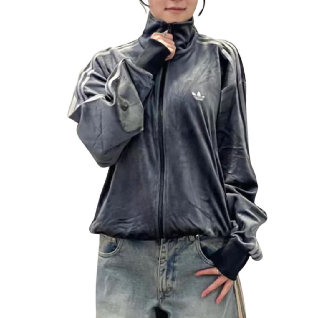 限定特価 完売 アディダス トラックトップ ベロア ダークグレー 2XL
