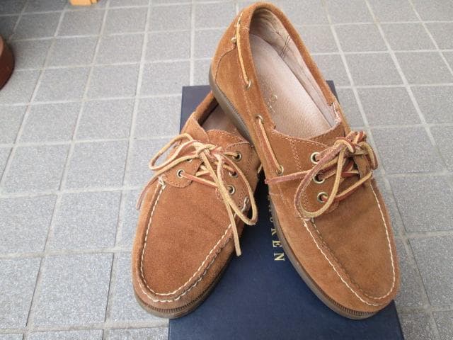 ポロラルフローレンブラウン レザーモカシンシューズ9.5D(27.5cm)細身