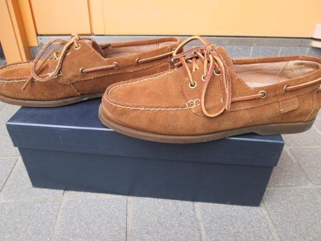 ポロラルフローレンブラウン レザーモカシンシューズ9.5D(27.5cm)細身