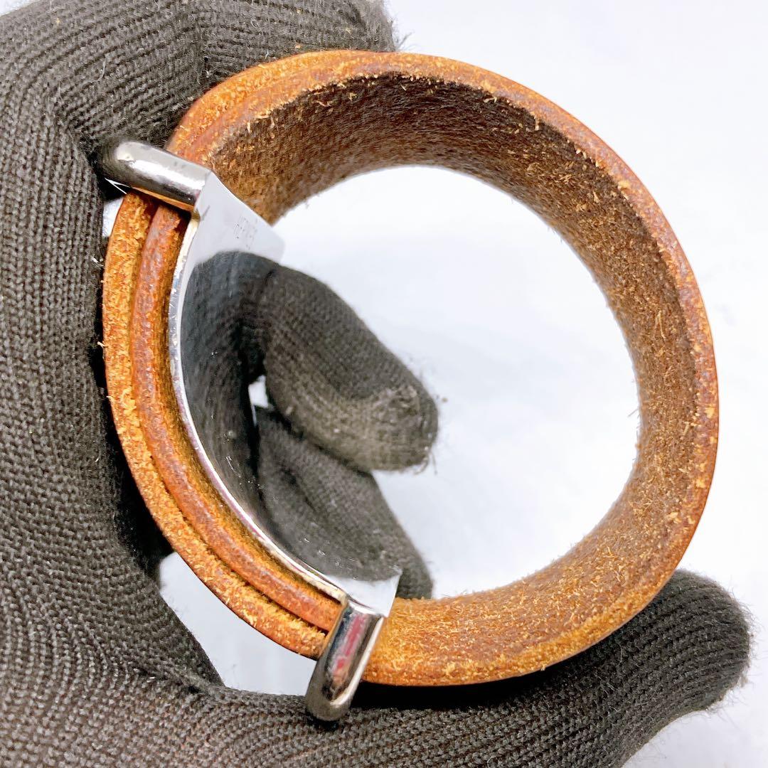 397 エルメス　エトリヴィエール　レザー　ブラウン　バングル　ブレスレットアピ